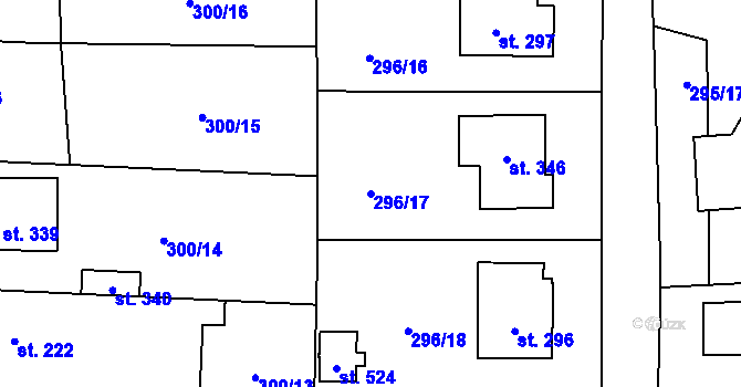 Parcela st. 296/17 v KÚ Lhota u Dřís, Katastrální mapa
