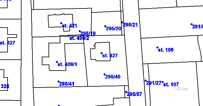 Parcela st. 427 v KÚ Lhota u Dřís, Katastrální mapa