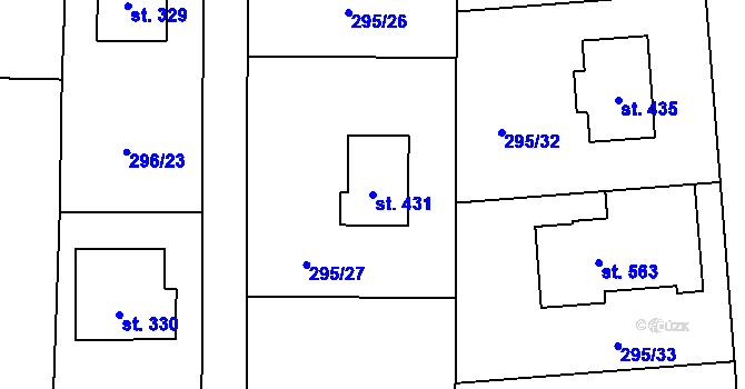 Parcela st. 431 v KÚ Lhota u Dřís, Katastrální mapa