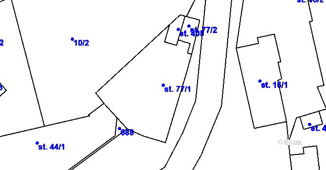 Parcela st. 77/1 v KÚ Lhota u Dřís, Katastrální mapa