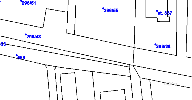 Parcela st. 296/49 v KÚ Lhota u Dřís, Katastrální mapa