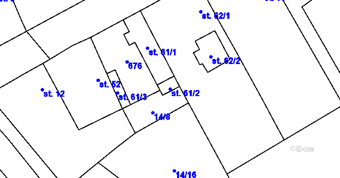 Parcela st. 61/2 v KÚ Lhota u Dřís, Katastrální mapa