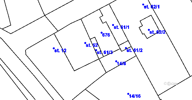 Parcela st. 61/3 v KÚ Lhota u Dřís, Katastrální mapa