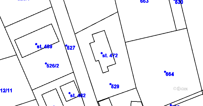Parcela st. 472 v KÚ Lhota u Dřís, Katastrální mapa