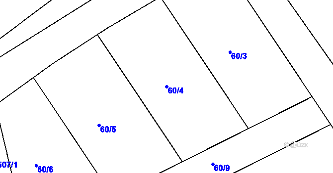 Parcela st. 60/4 v KÚ Lhota u Dřís, Katastrální mapa