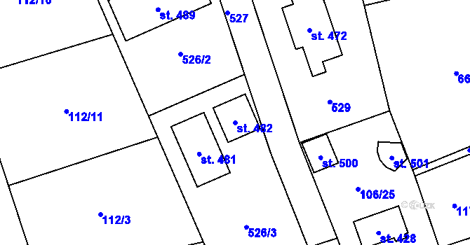 Parcela st. 482 v KÚ Lhota u Dřís, Katastrální mapa