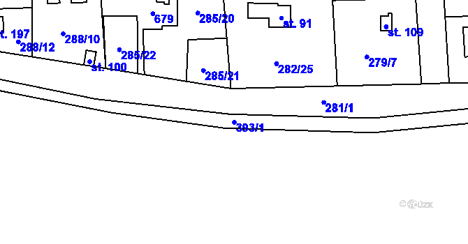 Parcela st. 393/1 v KÚ Lhota u Dřís, Katastrální mapa