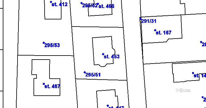 Parcela st. 453 v KÚ Lhota u Dřís, Katastrální mapa