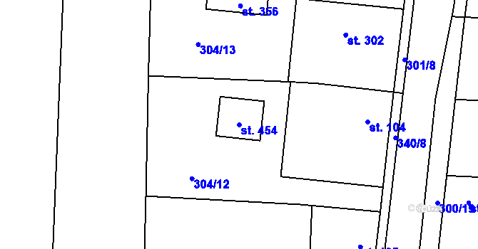 Parcela st. 454 v KÚ Lhota u Dřís, Katastrální mapa