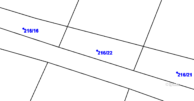 Parcela st. 216/22 v KÚ Lhota u Dřís, Katastrální mapa