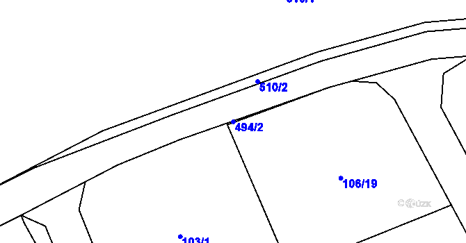 Parcela st. 494/2 v KÚ Lhota u Dřís, Katastrální mapa