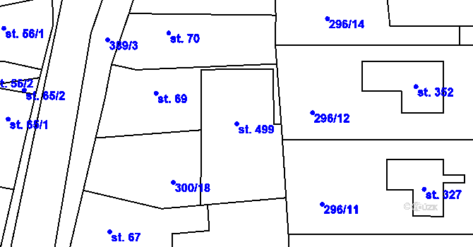 Parcela st. 499 v KÚ Lhota u Dřís, Katastrální mapa