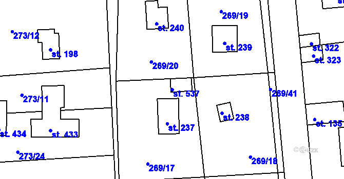 Parcela st. 537 v KÚ Lhota u Dřís, Katastrální mapa