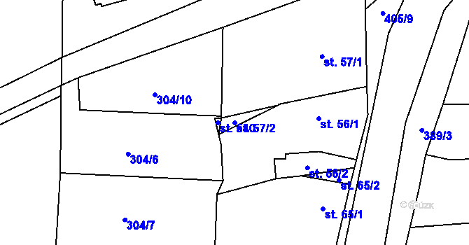 Parcela st. 57/2 v KÚ Lhota u Dřís, Katastrální mapa