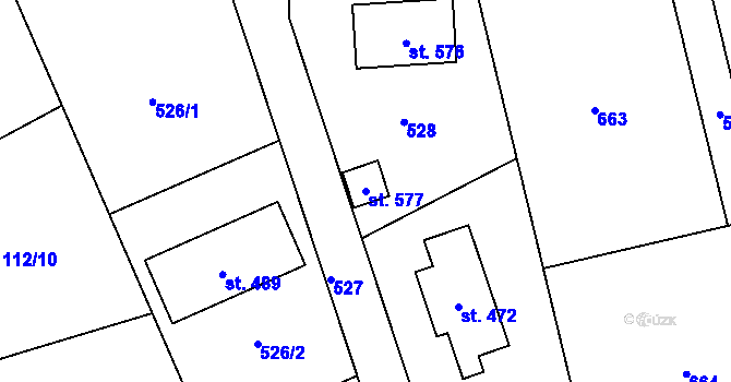 Parcela st. 577 v KÚ Lhota u Dřís, Katastrální mapa
