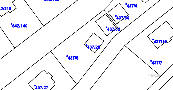Parcela st. 437/28 v KÚ Lhota u Dobřan, Katastrální mapa