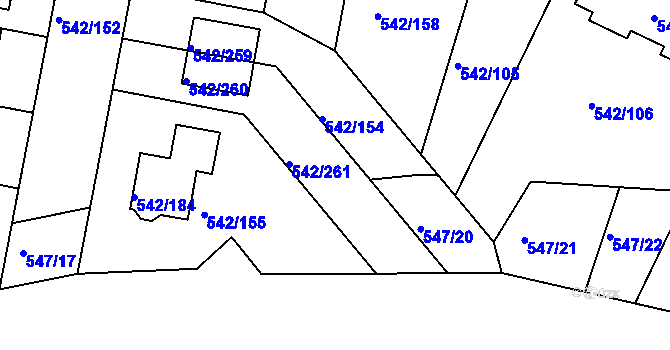 Parcela st. 542/262 v KÚ Lhota u Dobřan, Katastrální mapa