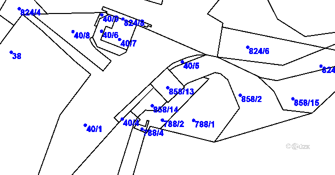 Parcela st. 858/13 v KÚ Lhota u Dobřan, Katastrální mapa
