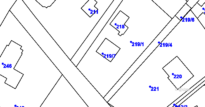 Parcela st. 219/7 v KÚ Lhota u Dobřan, Katastrální mapa