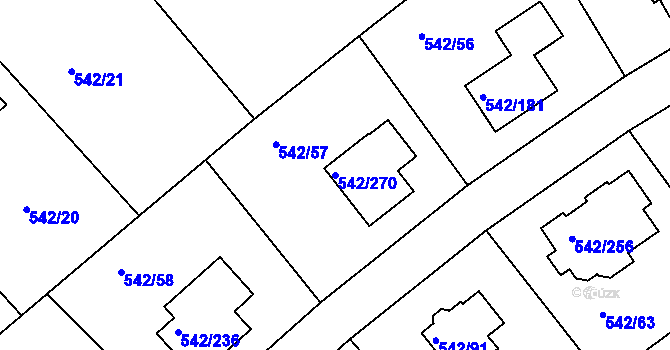 Parcela st. 542/270 v KÚ Lhota u Dobřan, Katastrální mapa