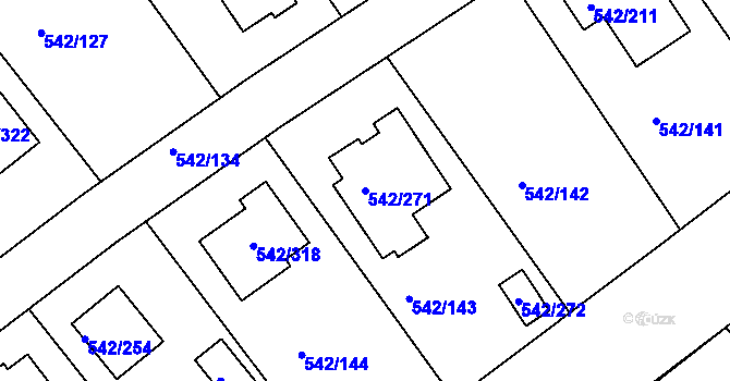 Parcela st. 542/271 v KÚ Lhota u Dobřan, Katastrální mapa