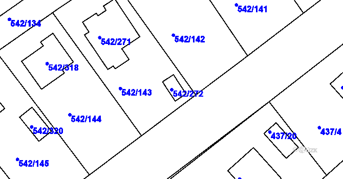 Parcela st. 542/272 v KÚ Lhota u Dobřan, Katastrální mapa