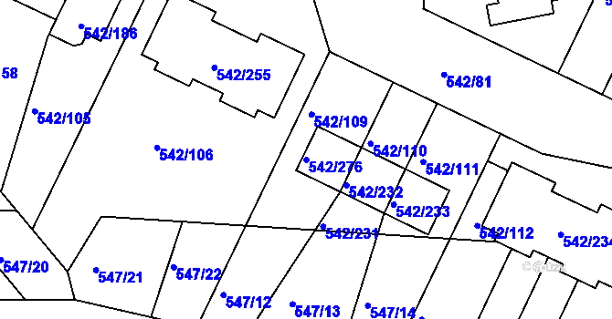 Parcela st. 542/276 v KÚ Lhota u Dobřan, Katastrální mapa
