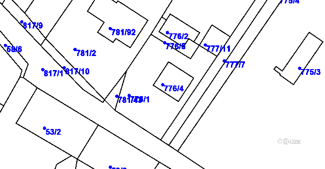 Parcela st. 776/4 v KÚ Lhota u Dobřan, Katastrální mapa