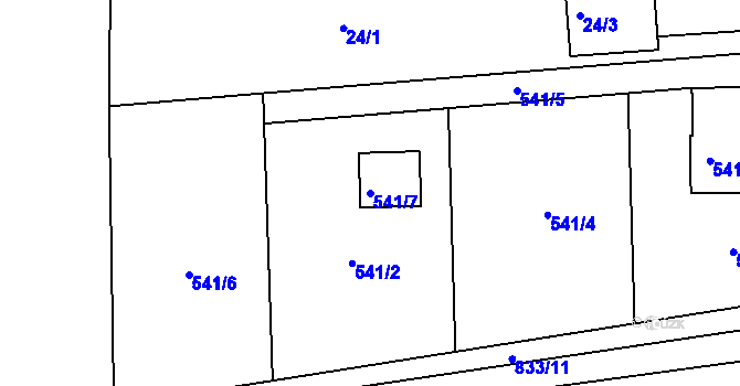 Parcela st. 541/7 v KÚ Lhota u Dobřan, Katastrální mapa