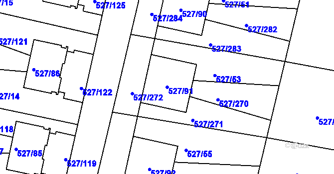 Parcela st. 527/91 v KÚ Lhota u Dobřan, Katastrální mapa