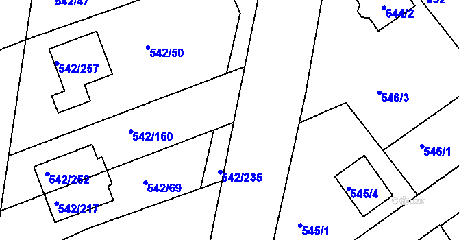 Parcela st. 542/280 v KÚ Lhota u Dobřan, Katastrální mapa