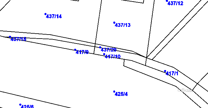 Parcela st. 417/10 v KÚ Lhota u Dobřan, Katastrální mapa