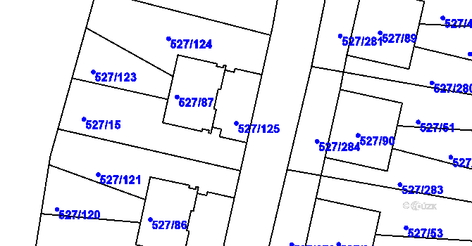Parcela st. 527/125 v KÚ Lhota u Dobřan, Katastrální mapa