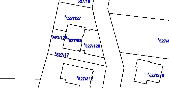 Parcela st. 527/128 v KÚ Lhota u Dobřan, Katastrální mapa