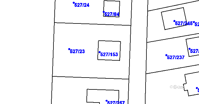 Parcela st. 527/153 v KÚ Lhota u Dobřan, Katastrální mapa