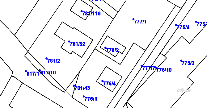 Parcela st. 776/5 v KÚ Lhota u Dobřan, Katastrální mapa