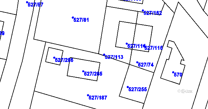 Parcela st. 527/113 v KÚ Lhota u Dobřan, Katastrální mapa
