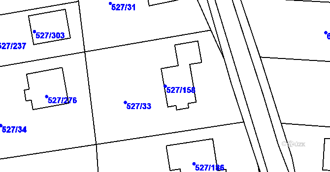 Parcela st. 527/158 v KÚ Lhota u Dobřan, Katastrální mapa