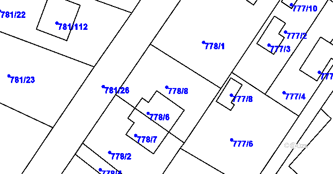 Parcela st. 778/8 v KÚ Lhota u Dobřan, Katastrální mapa