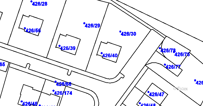 Parcela st. 426/40 v KÚ Lhota u Dobřan, Katastrální mapa
