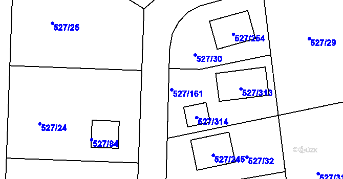 Parcela st. 527/161 v KÚ Lhota u Dobřan, Katastrální mapa