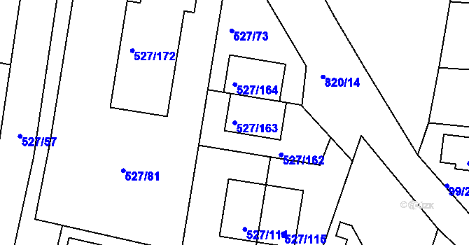 Parcela st. 527/163 v KÚ Lhota u Dobřan, Katastrální mapa