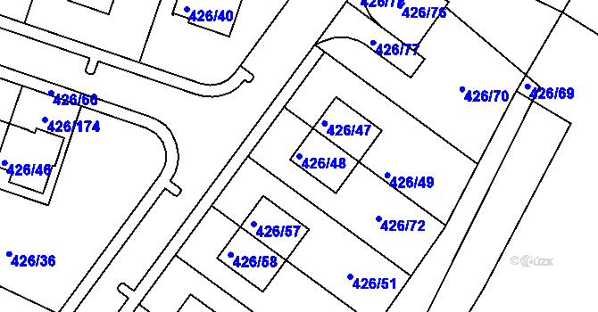 Parcela st. 426/48 v KÚ Lhota u Dobřan, Katastrální mapa