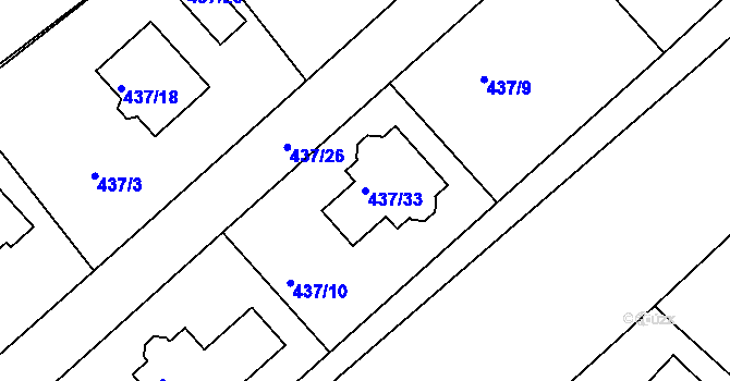 Parcela st. 437/33 v KÚ Lhota u Dobřan, Katastrální mapa