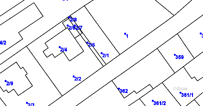 Parcela st. 2/1 v KÚ Lhota u Dobřan, Katastrální mapa