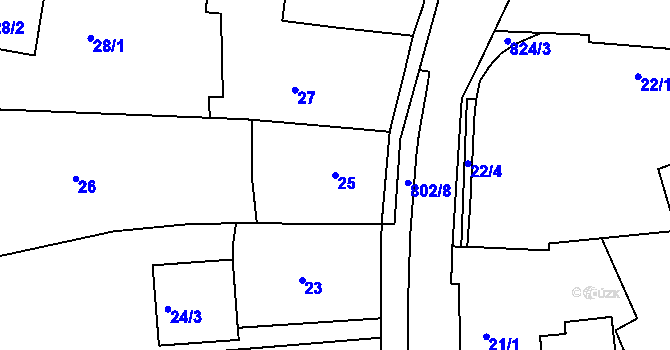 Parcela st. 25 v KÚ Lhota u Dobřan, Katastrální mapa