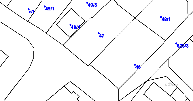 Parcela st. 47 v KÚ Lhota u Dobřan, Katastrální mapa