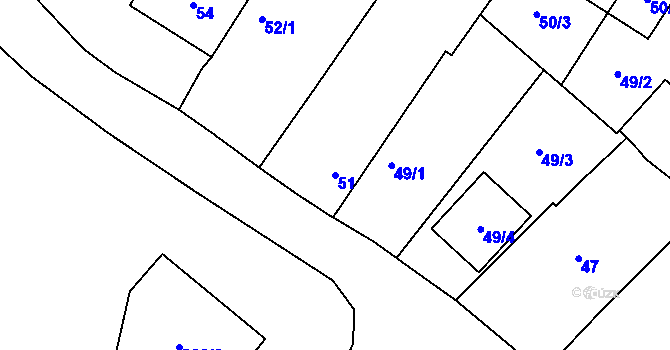Parcela st. 51 v KÚ Lhota u Dobřan, Katastrální mapa