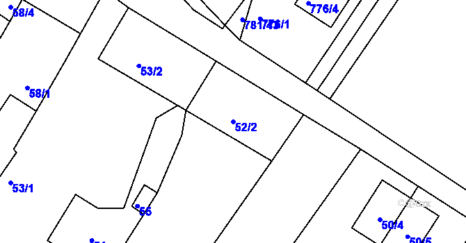 Parcela st. 52/2 v KÚ Lhota u Dobřan, Katastrální mapa