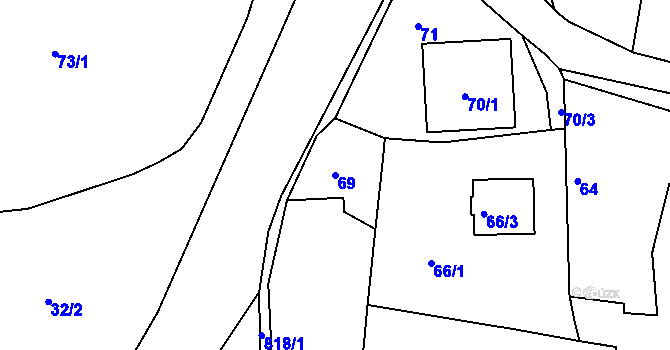 Parcela st. 69 v KÚ Lhota u Dobřan, Katastrální mapa